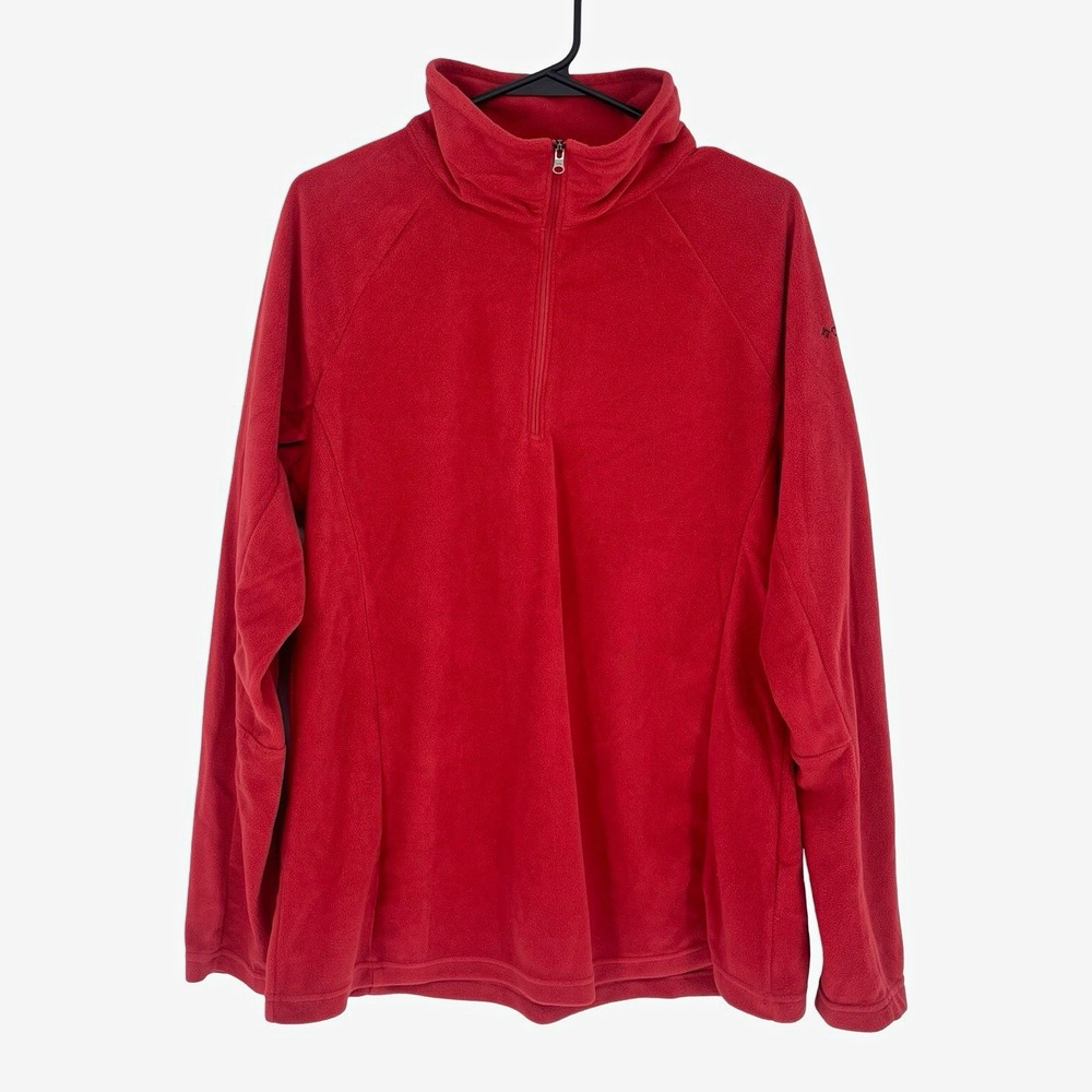 Columbia Women's XL Red Fleece Quarter Zip Pullover Jacket Hiking Outdoor
